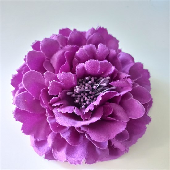 Заколка - брошь цветок Пион, диаметр 11 см,фиолетовый - фото 10471