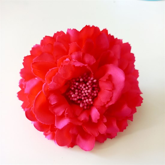 Заколка - брошь цветок Пион, диаметр 11 см, малиновый - фото 10475