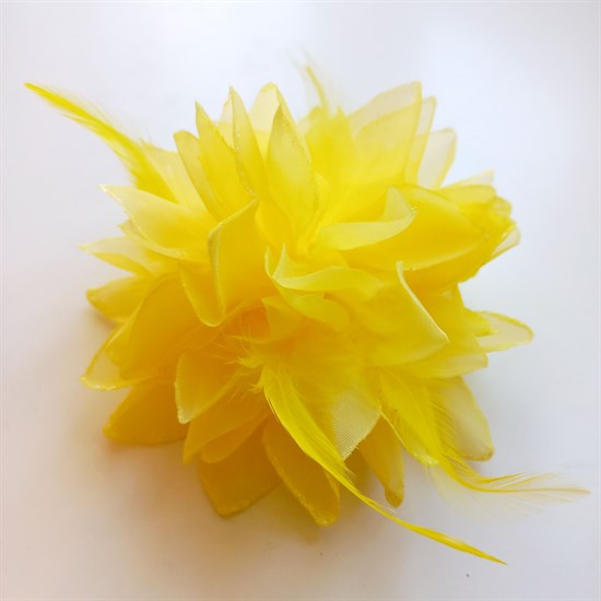 Цветок брошь с резинкой и заколкой, желтый - фото 10722