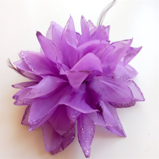 Цветок брошь с резинкой и заколкой, фиолетовый - фото 10725
