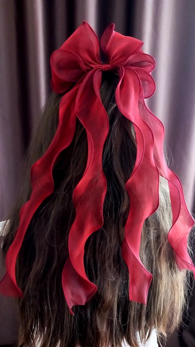 Лента-Бант для волос праздничный, красная - фото 10810