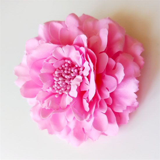 Заколка - брошь цветок Пион, диаметр 11 см, розовая - фото 10991