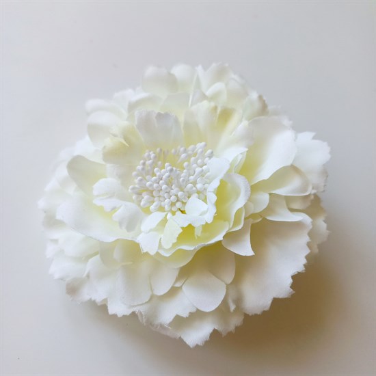 Заколка - брошь цветок Пион, диаметр 11 см, кремовая - фото 10998