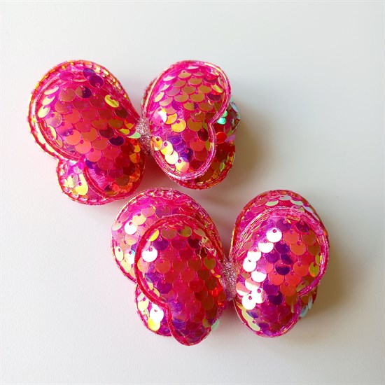 Милые заколочки в виде бабочки, ярко-розовая - фото 11081