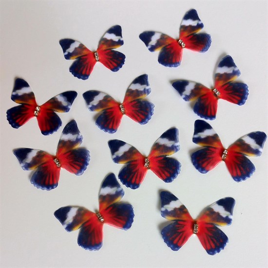 Декоративные бабочки со стразами 3х2,5см 10 штук. - фото 11264