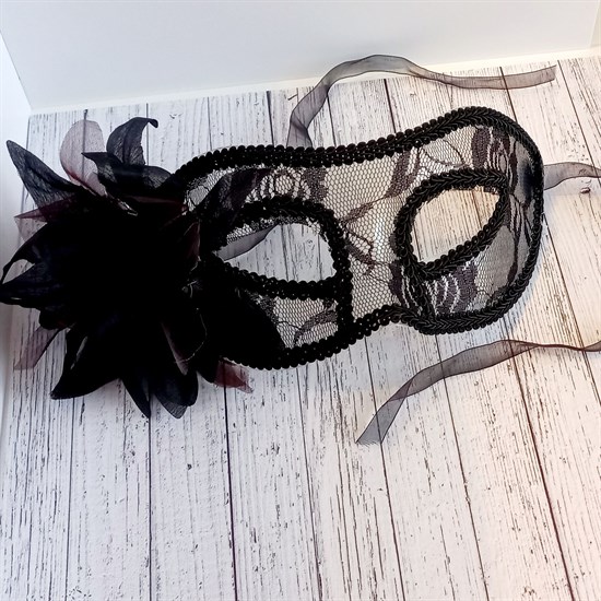 Ажурная маска с цветком, черная - фото 11332