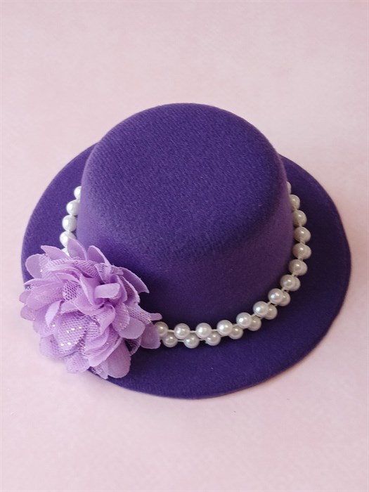 Шляпка на заколках Элегант, Фиолетовая шляпка, фиолетовый цветок - фото 11452
