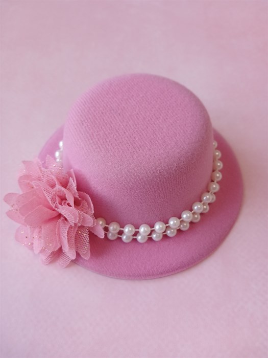Шляпка на заколках Элегант, Розовая шляпка, розовый цветок - фото 11458