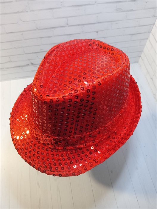 Карнавальная шляпа с пайетками, красная, размер 54 312-9