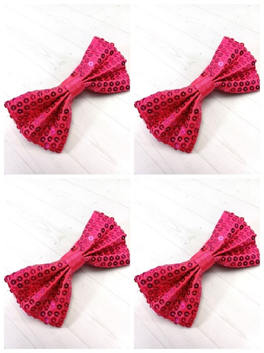 Комплект 4 шт, галстук-бабочка с пайетками, малиновая 512-25-м4