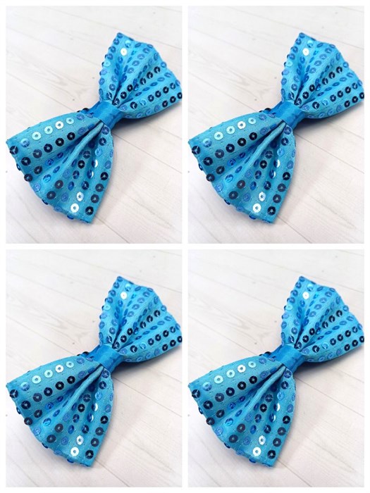 Комплект 4 шт, галстук-бабочка с пайетками, голубая 512-26-м4