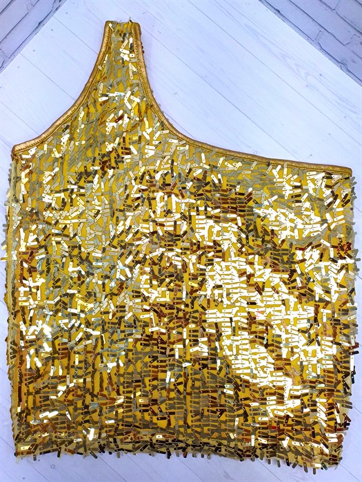 Косая майка с пайетками, золотая 856-10