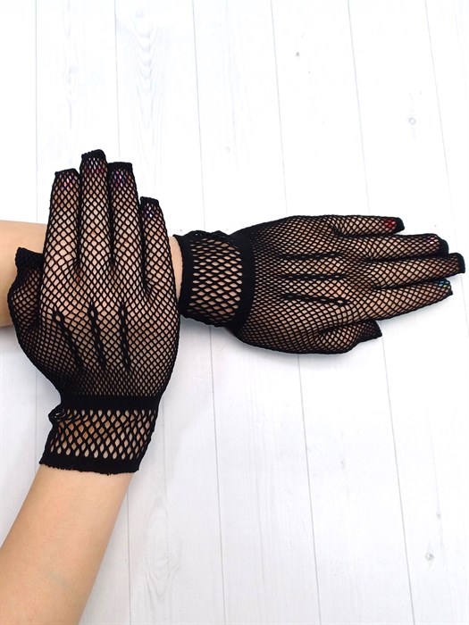 Перчатки детские "Сеточка", черные 230-7