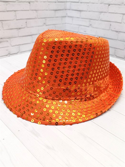 Карнавальная шляпа с пайетками, ярко-оранжевая, 58 312-07