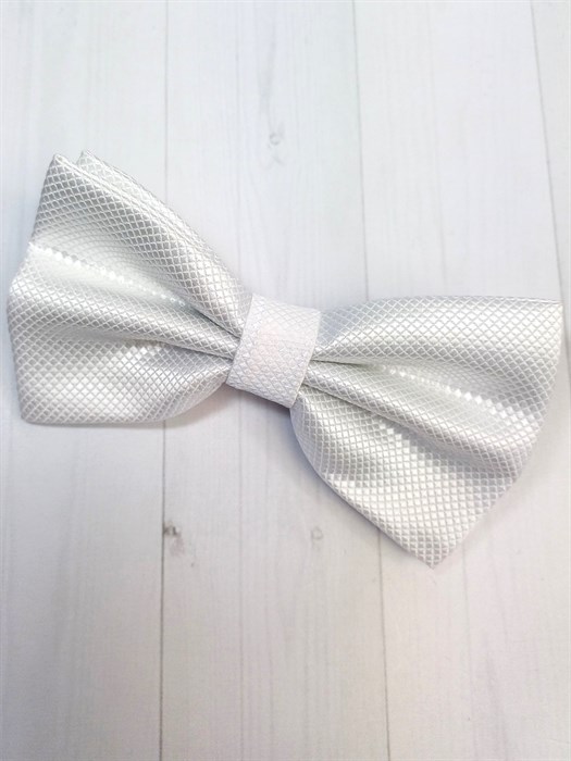 Галстук бабочка в ромбик, белый 522-14