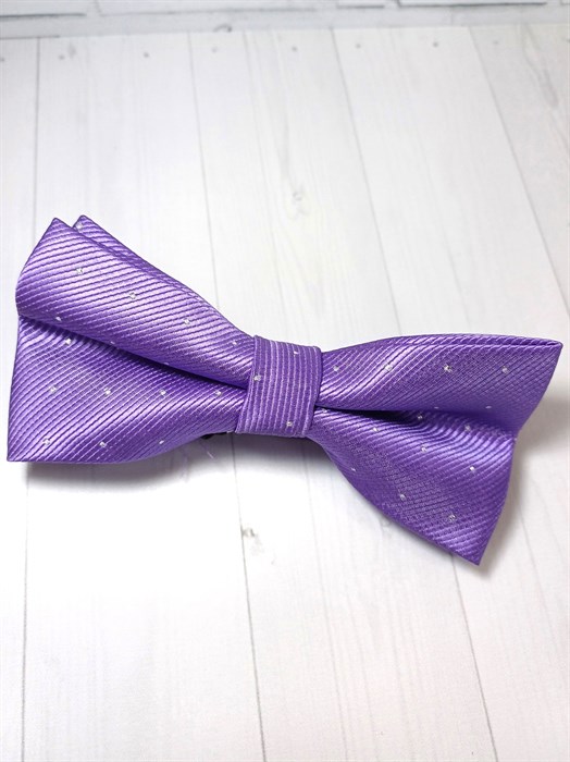 Галстук бабочка с серебристыми точками, светло-фиолетовый 522-21