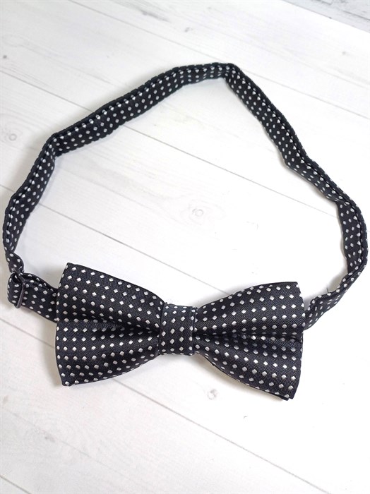 Галстук-бабочка детская с белыми точками, черная 522-26