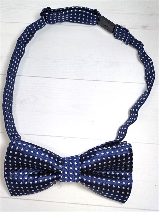 Галстук-бабочка детская с белыми точками, темно-синий 522-29