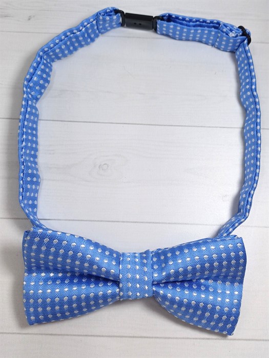 Галстук-бабочка детская с белыми точками, голубой 522-31