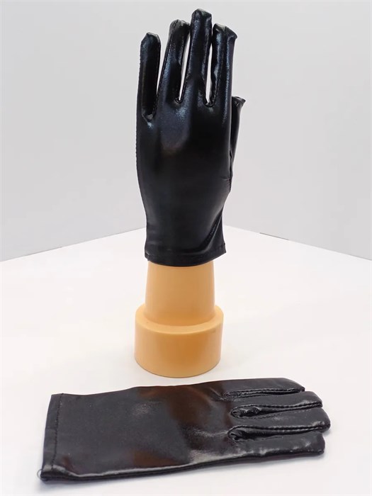 Перчатки металлик детские от 5 до 8 лет, черные 988-01