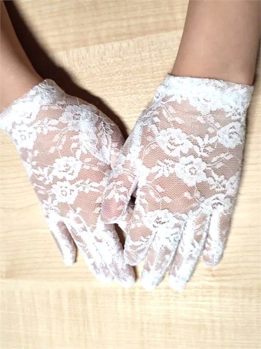 Детские перчатки белые ажурные 230-25