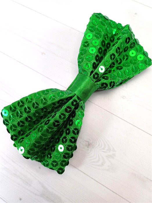 Галстук-бабочка с пайетками, зеленая 512-8
