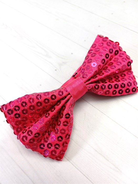 Галстук-бабочка с пайетками, малиновая 512-7