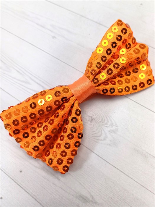 Галстук-бабочка с пайетками, оранжевая 512-9