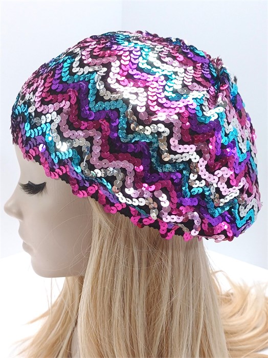 Карнавальный берет с пайетками, разноцветный 316-4