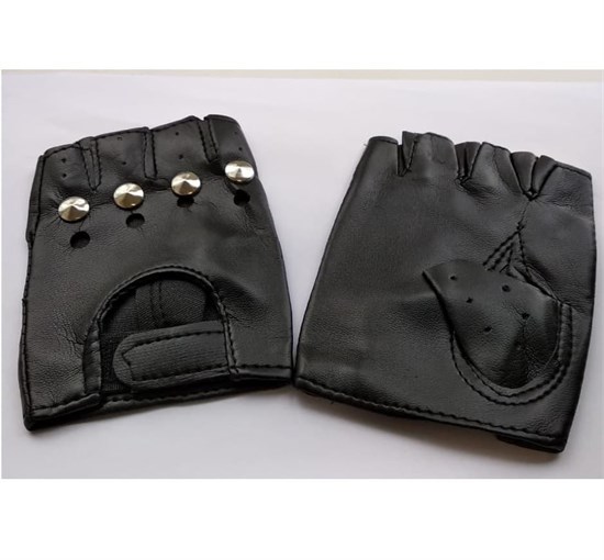 Митенки с заклепками, черные для подростков на 9-15 лет 212-10