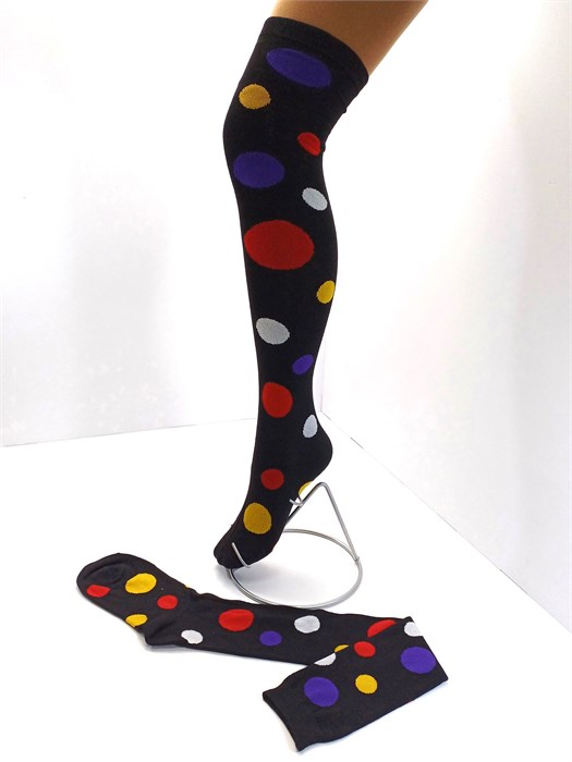 Гольфы длинные в горох, черные 706-1