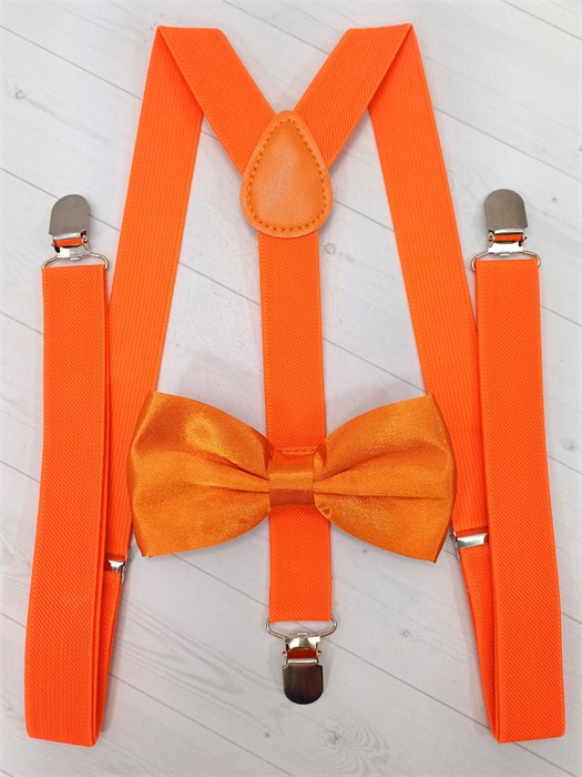 Подтяжки с бабочкой однотонные взрослые, ярко-оранжевые 532-78