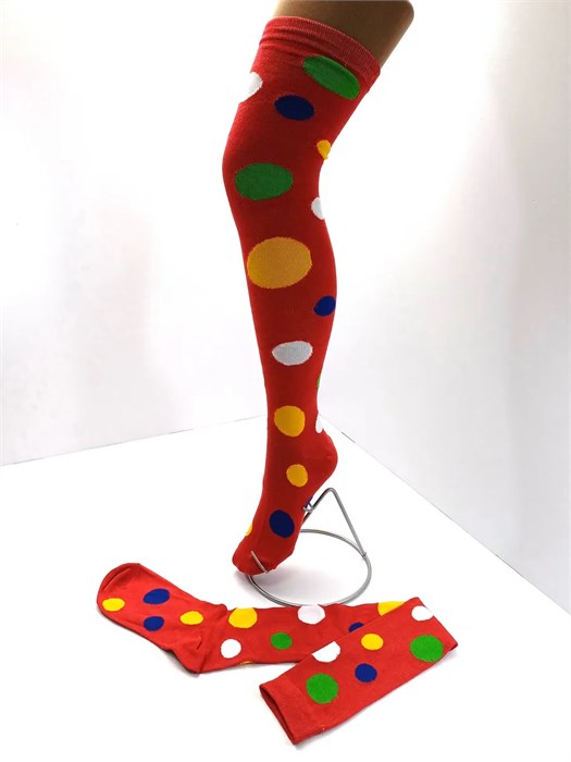 Гольфы длинные в горох, красные 706-2