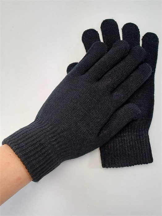 Перчатки трикотажные взрослые, черные 280-10