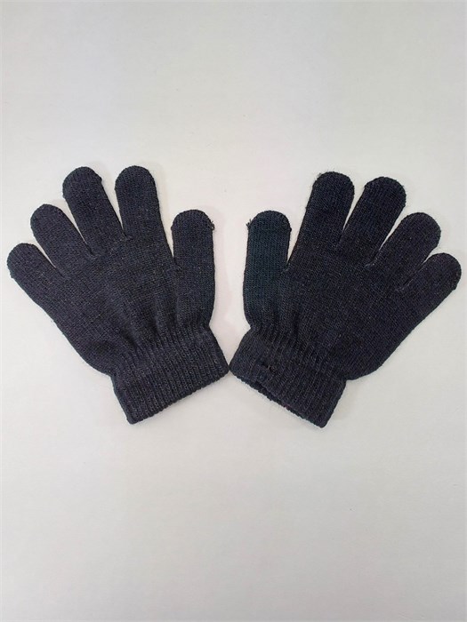 Перчатки детские трикотажные на 4-10 лет, черные 290-1