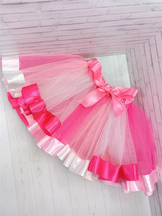 Юбка Радуга с розовым поясом, 28 см, без подклада 958-23