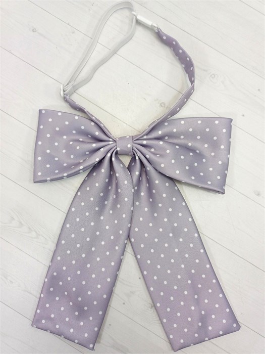 Галстук-бант сиреневый в белый горох 537-22