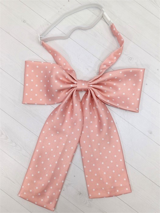 Галстук-бант розовый в белый горох 537-21