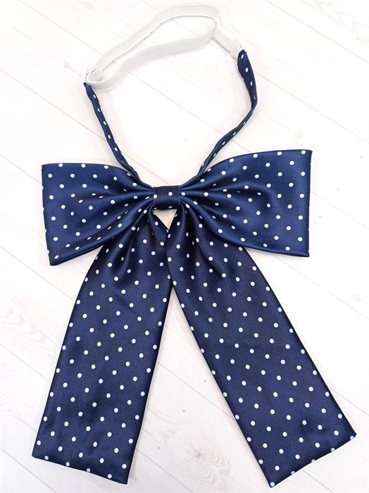 Галстук-бант синий в белый горох 537-26