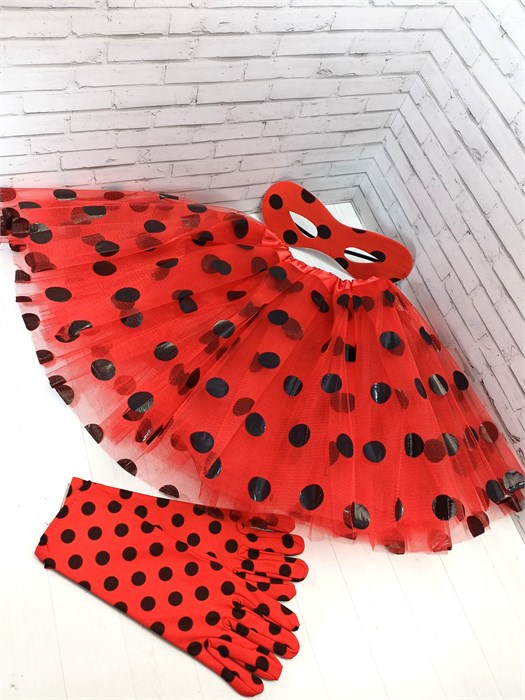 Костюм Божья коровка юбка, перчатки и маска 92-122 115-39-30
