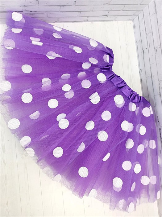 Юбка в белый горох 40 см, фиолетовая. Товар уцененный 755-07-40