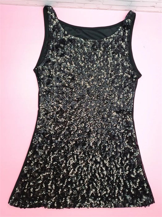 Майка/Туника с пайетками, черная 856-М18