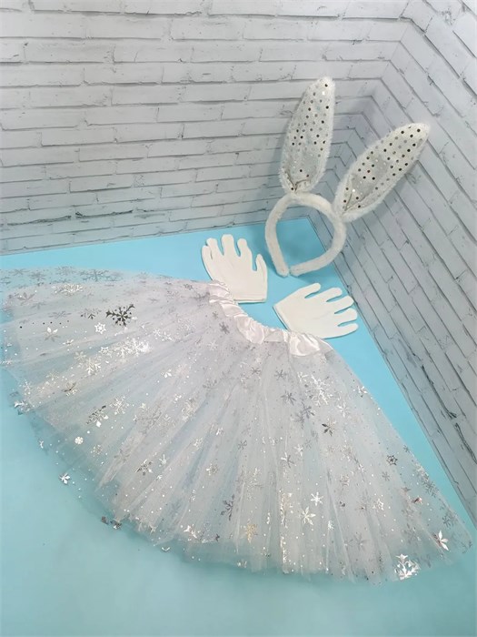 Карнавальный костюм Зайка Снежинка-2, белый 115-6-1