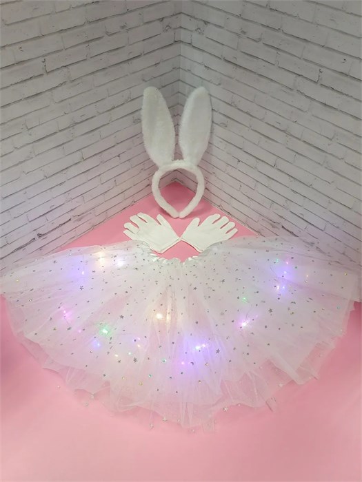 Карнавальный костюм Зайка новогодний, белый 115-6-8