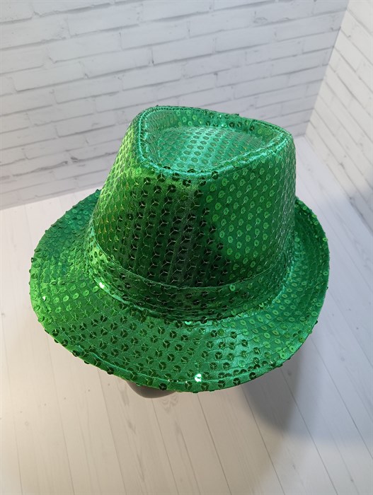 Карнавальная шляпа с пайетками, зеленая, размер 58 - фото 4597