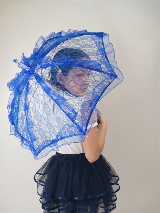 Детский зонтик кружевной, синий - фото 4649