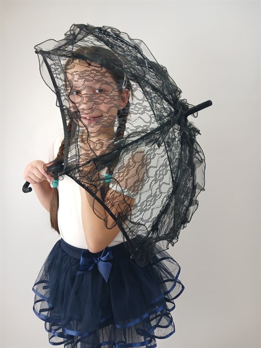Детский зонтик кружевной, черный - фото 4654