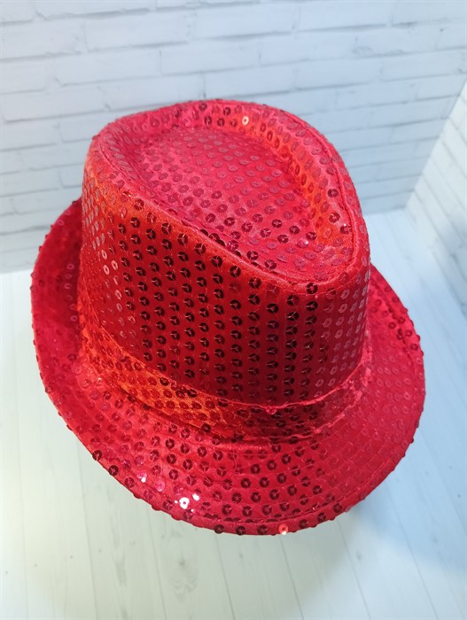 Карнавальная шляпа с пайетками, красная, размер 58 - фото 5022