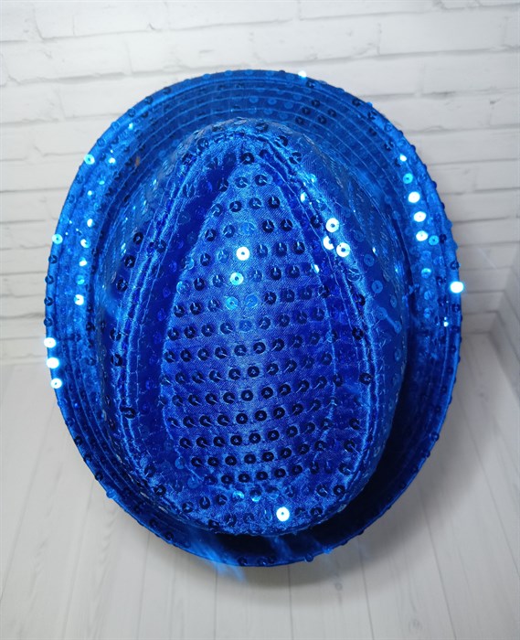 Карнавальная шляпа с пайетками, синяя, размер 54 - фото 5050