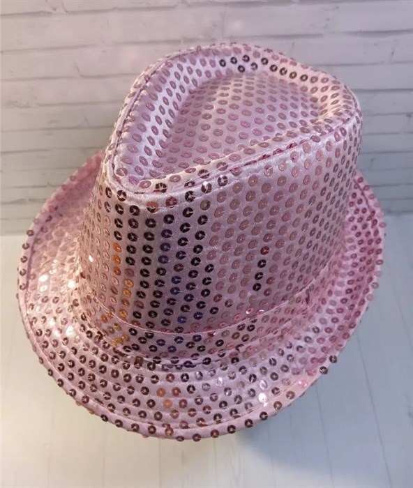 Карнавальная шляпа с пайетками, розовая, размер 58 - фото 5055